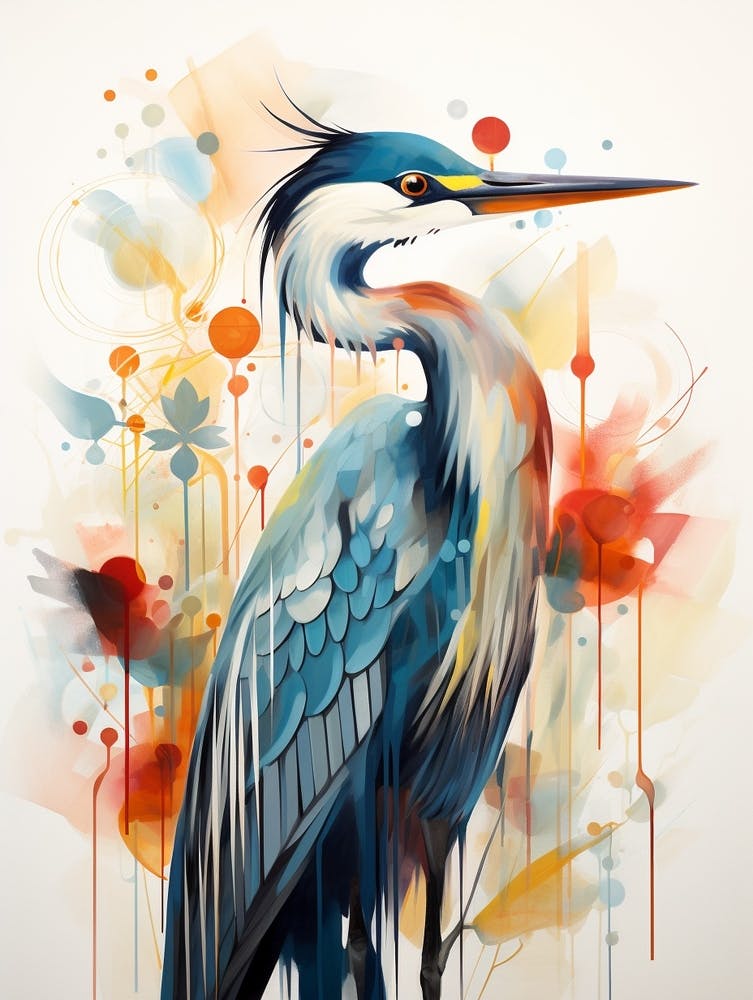 Bird Painting Collage Great Blue Heron 3