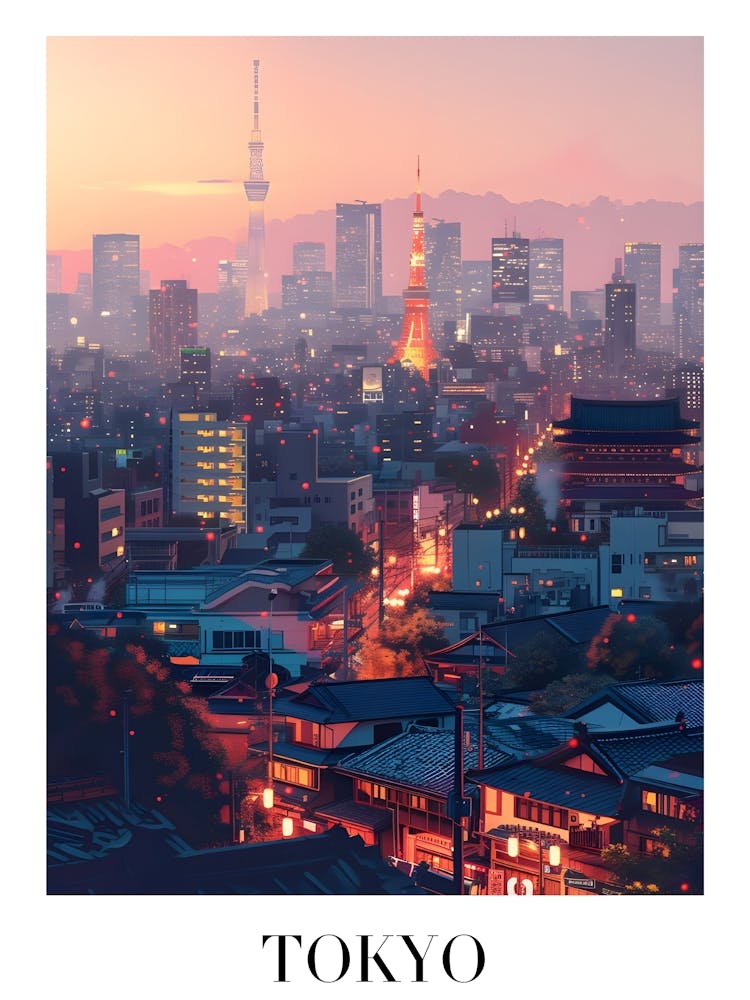 Tokyo Skyline At Sunset