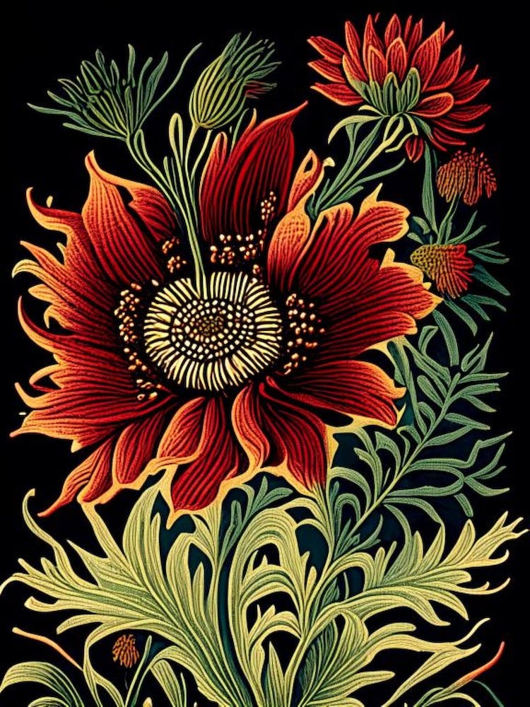 Indian Blanket Wildflower Vintage Botanical 2