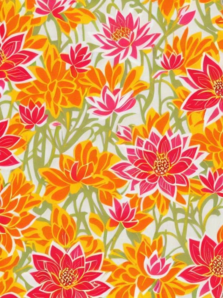 Lotus Floral Print Warm Tones1 Flower