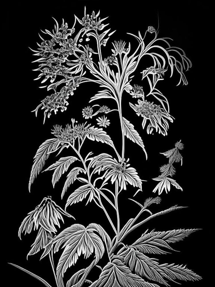 Black Snakeroot Wildflower Linocut 1