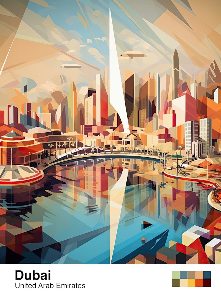 Dubai, United Arab Emirates, Geometric Illustration 4 Poster