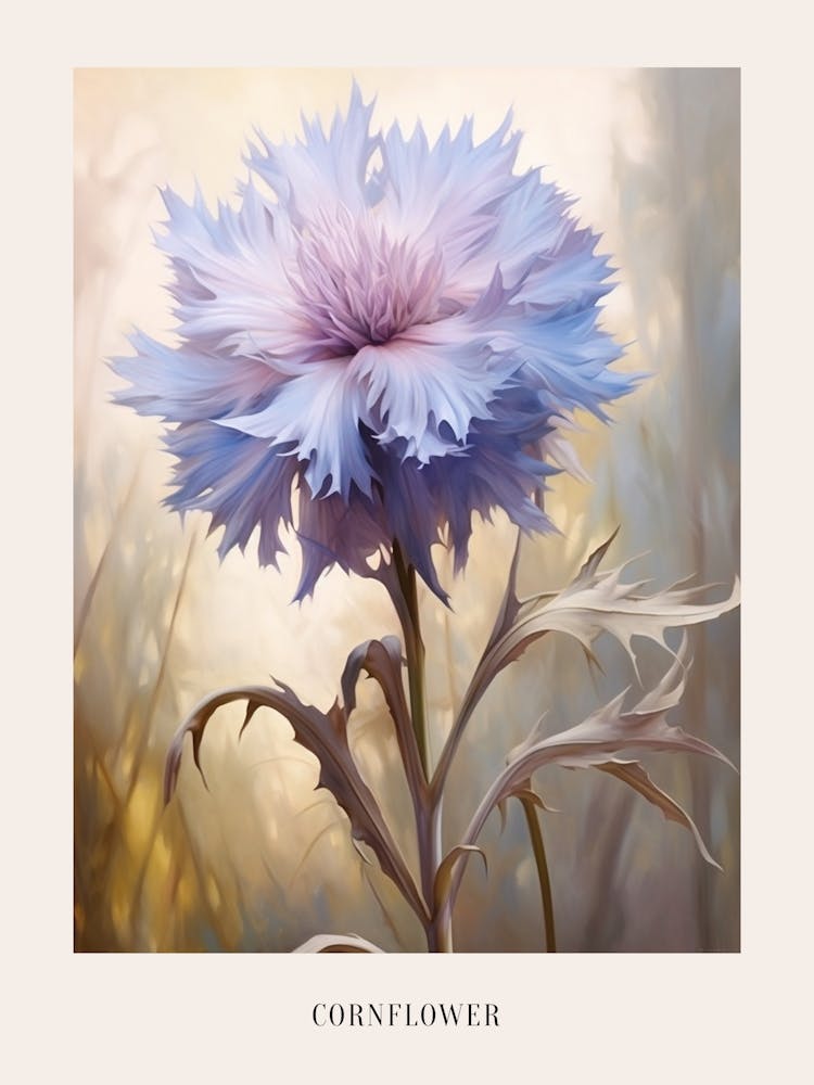 Floral Illustration Cornflower Poster