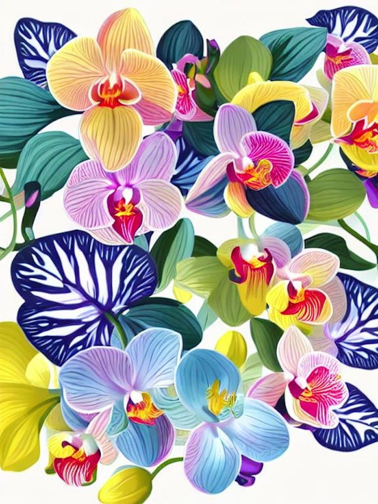 Orchidées 2 Fleur Moderne Colorée