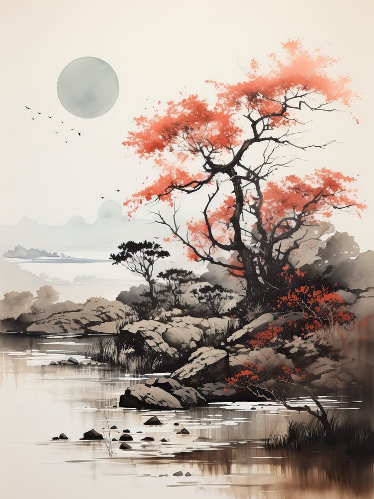 Tottori Sanddünen In Tottori, Japanische Pinselmalerei, Ukiyo-e, Minimal 4