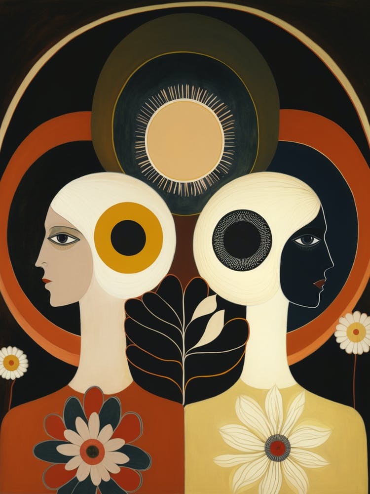 Two Women With White Flowers