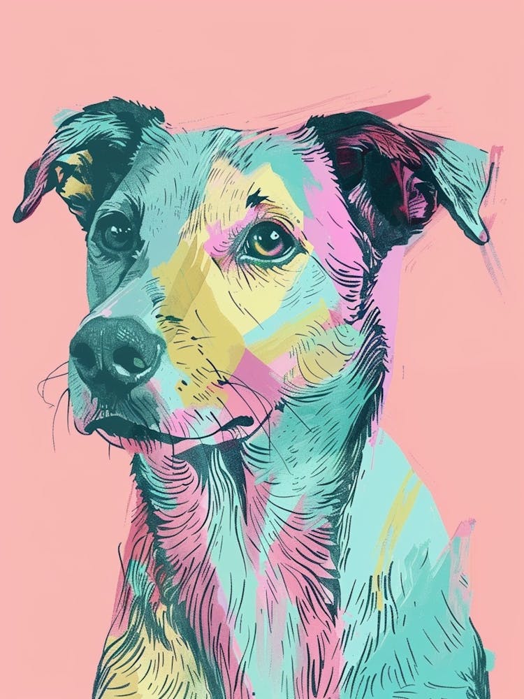 Terrier Hund Grafische Linien Pastell-Aquarell