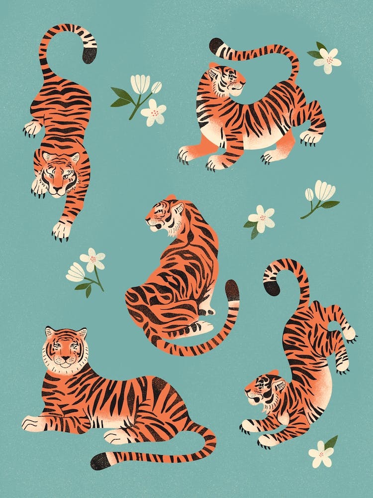 Fierce Tigers In Blue