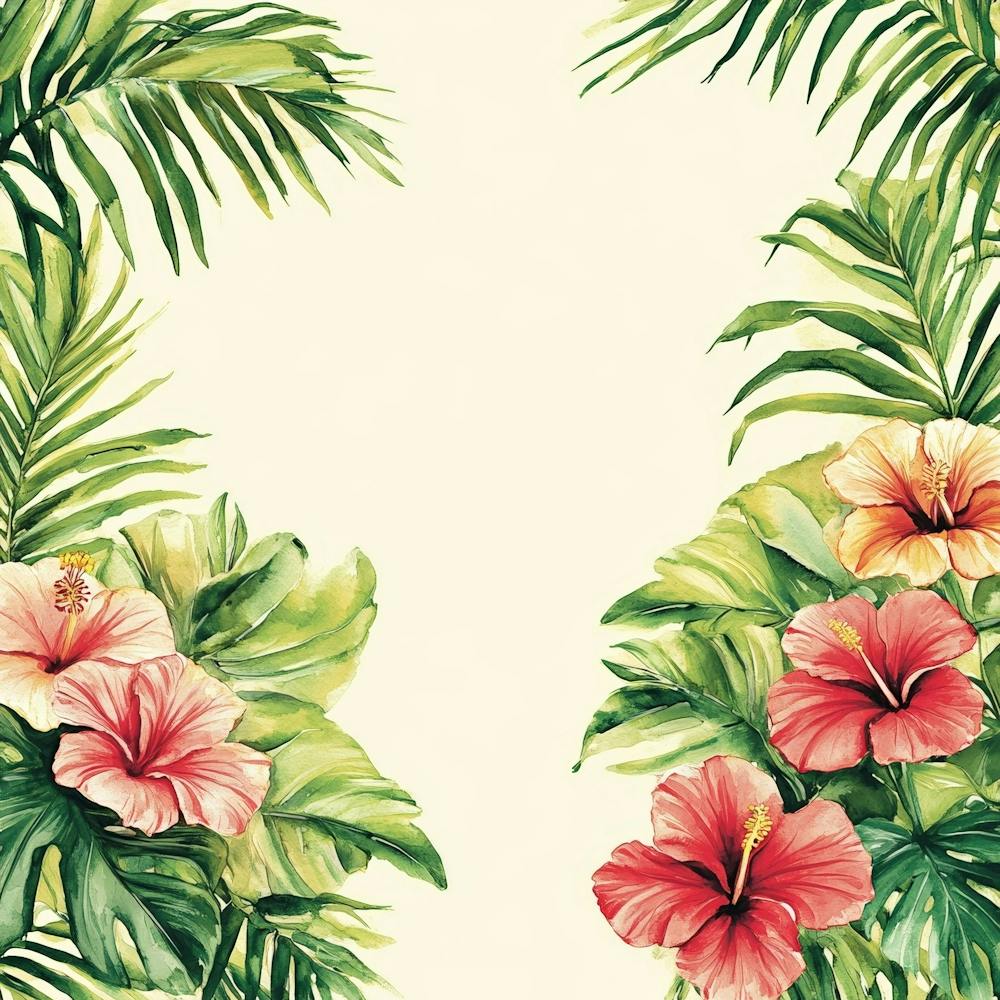 Watercolor Tropical Flowers Art