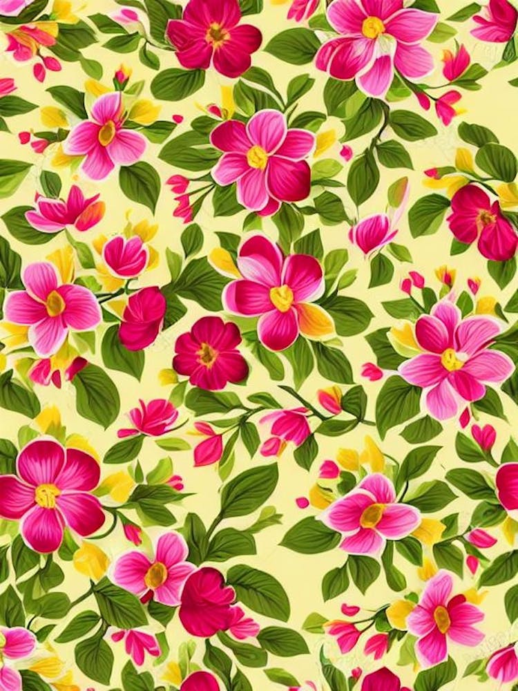 Magnolia Repeat Retro Flower