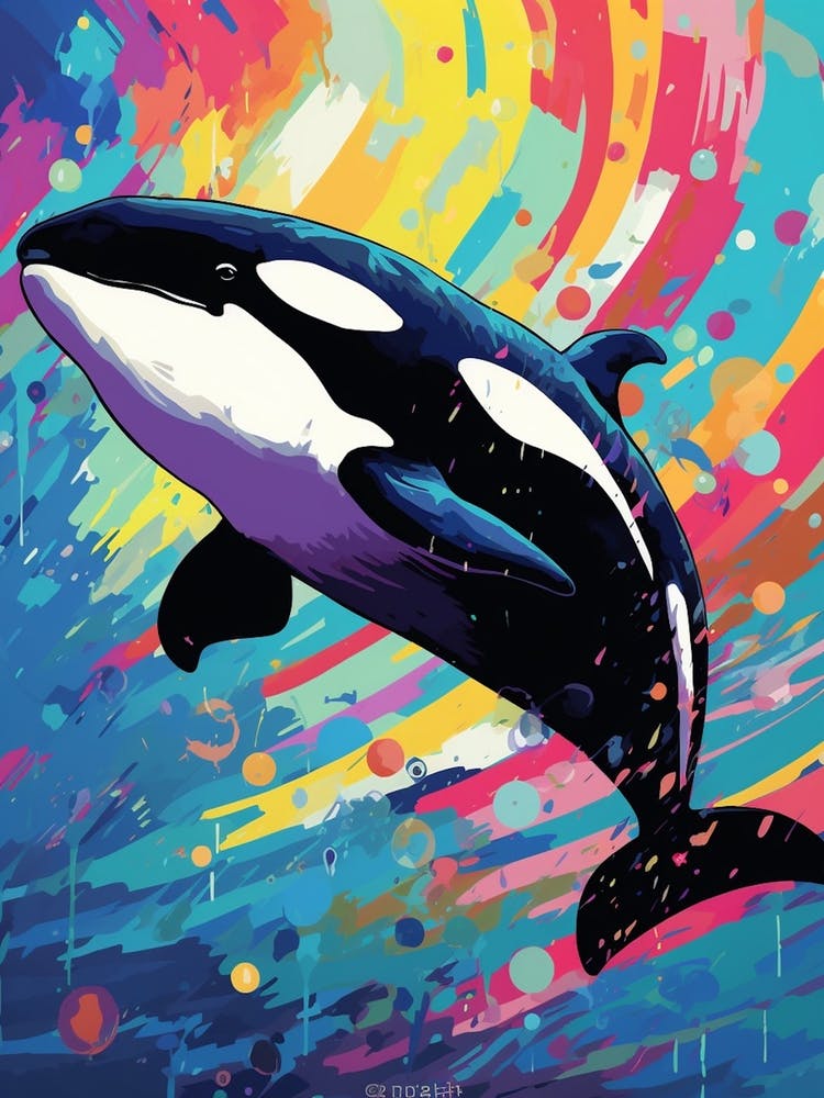 Colourful Brushstrokes Orca Whale