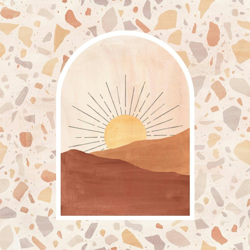 Sunset Over The Desert and terrazzo pattern