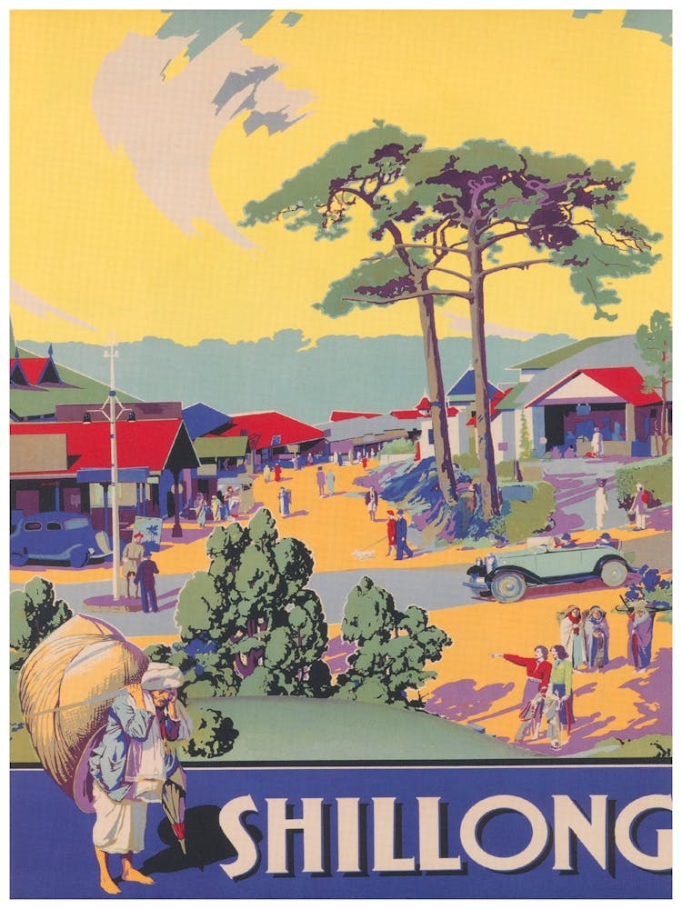 Shillong India Vintage Travel Poster