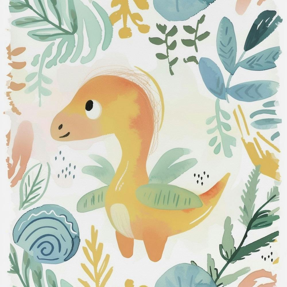 Archaeopteryx Dinosaur Muted Pastels Pattern 4