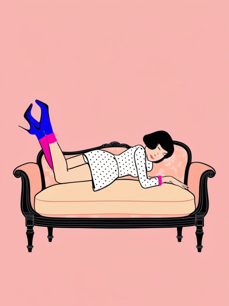 Woman Laying On Couch
