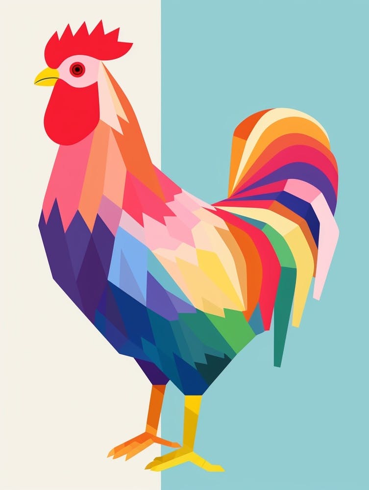 Farbenfroher Geometrischer Vogel Huhn 3