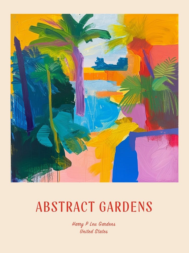 Colourful Gardens Harry P Leu Gardens Usa 1 Red Poster