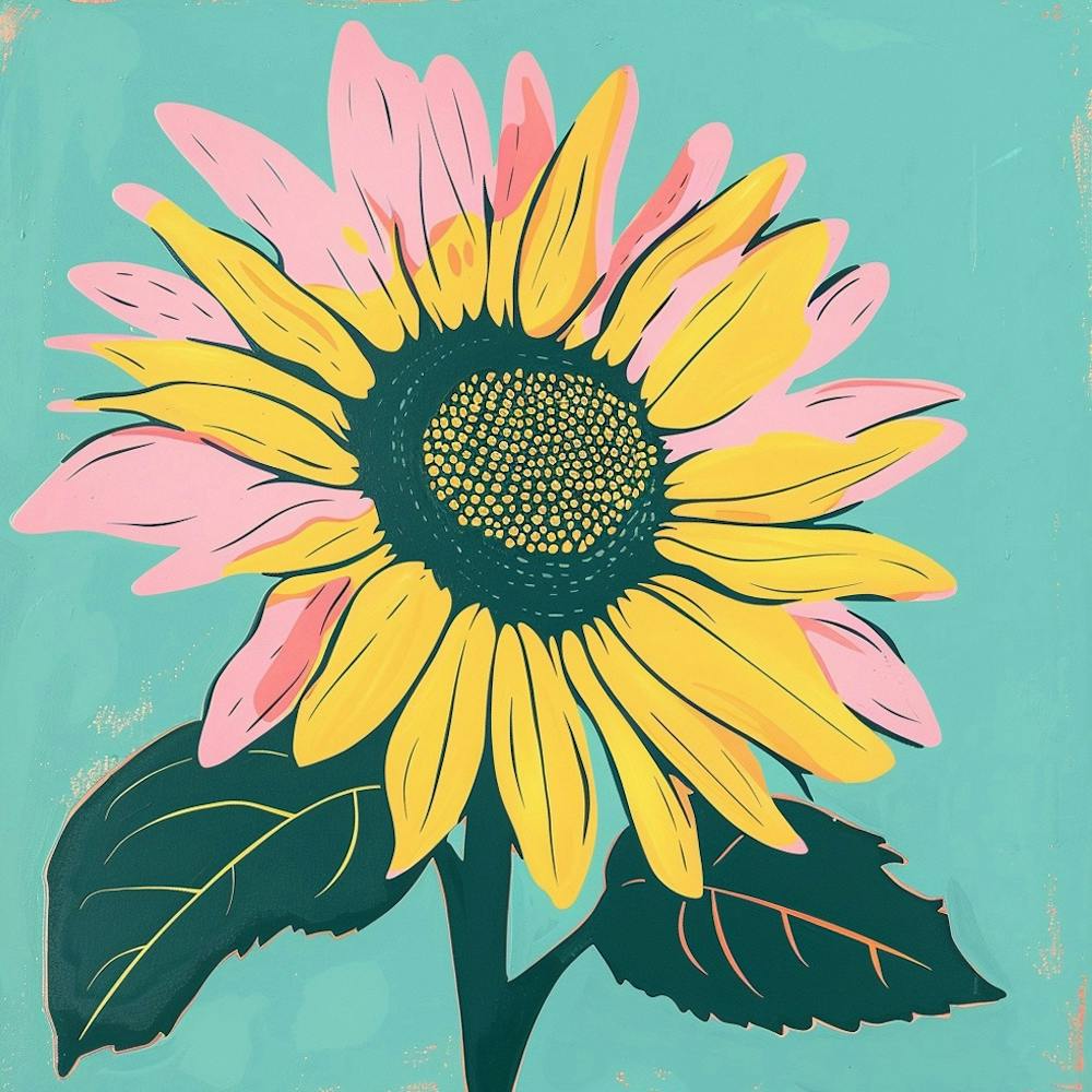 Sunflower 2 Square Flower Illustration