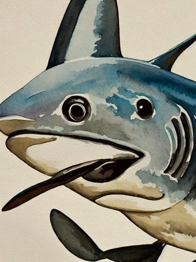 Bonnethead Shark Vintage Graphic Watercolour