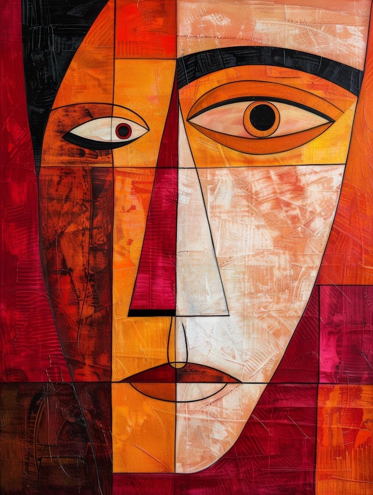 Abstract Painting, Acrylic On Canvas, Red Color