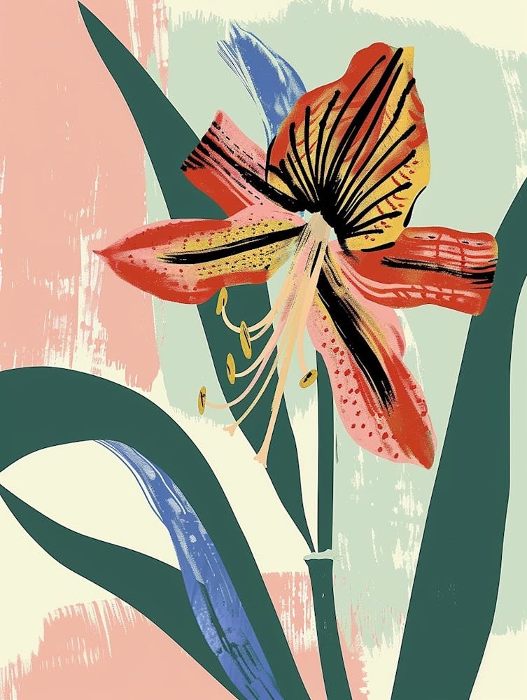Colourful Flower Illustration Amaryllis 1