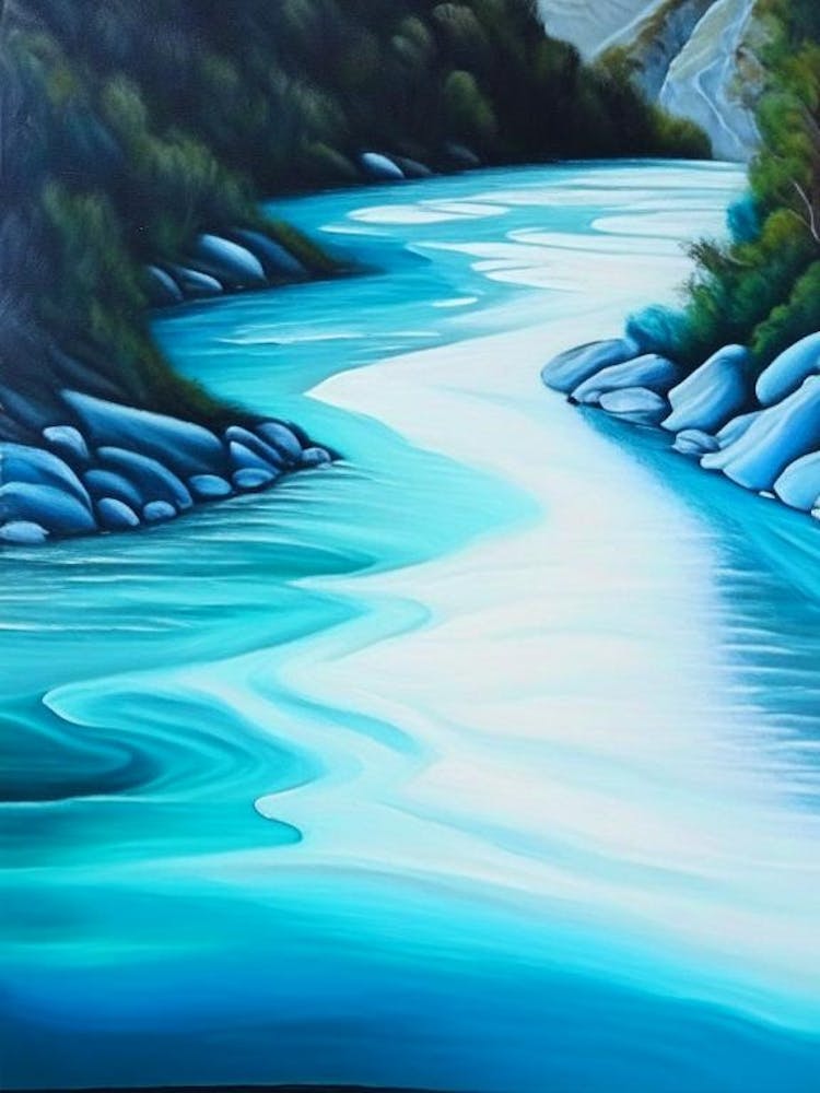 River Current Landscapes Waterscape Marble Acrylic Painting 1