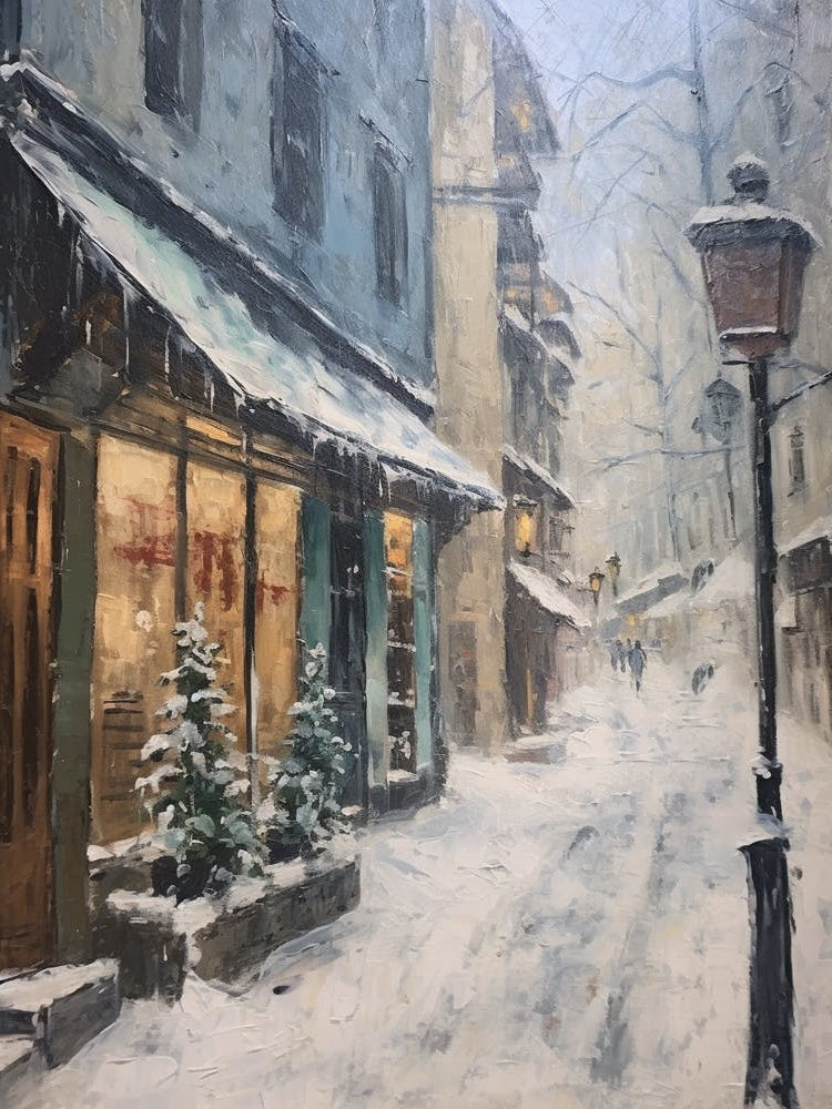 Vintage Winter Painting Chamonix France