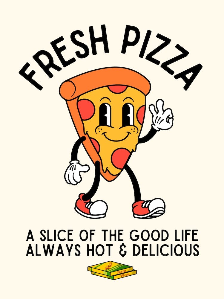 Fresh Pizza Retro Character