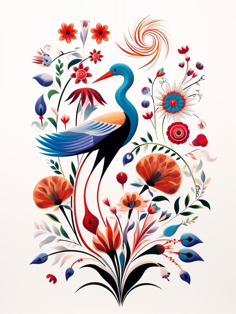 Scandinavian Bird Illustration Egret 1