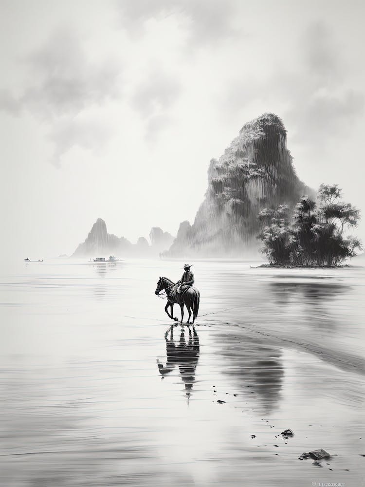 A Horse Oil Painting In Railay Beach, Thailand, Portrait 2