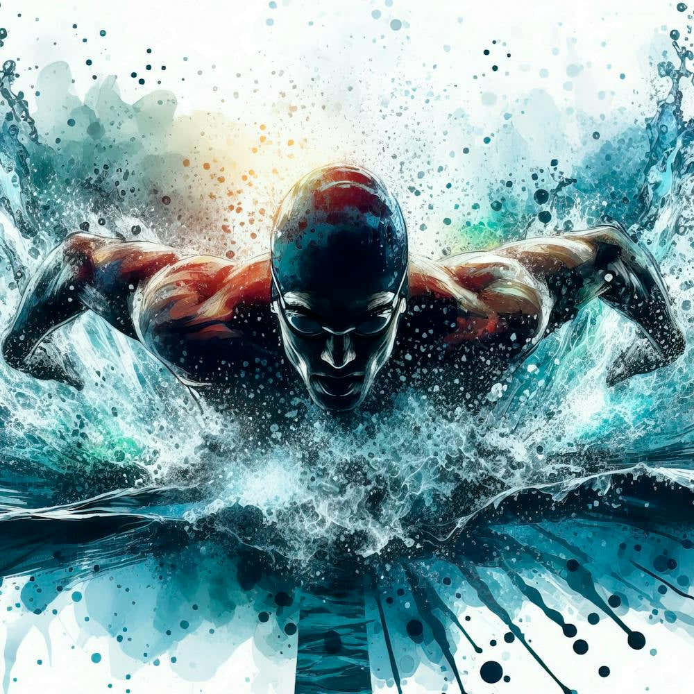 Olympic Swimmer In Watercolor 1