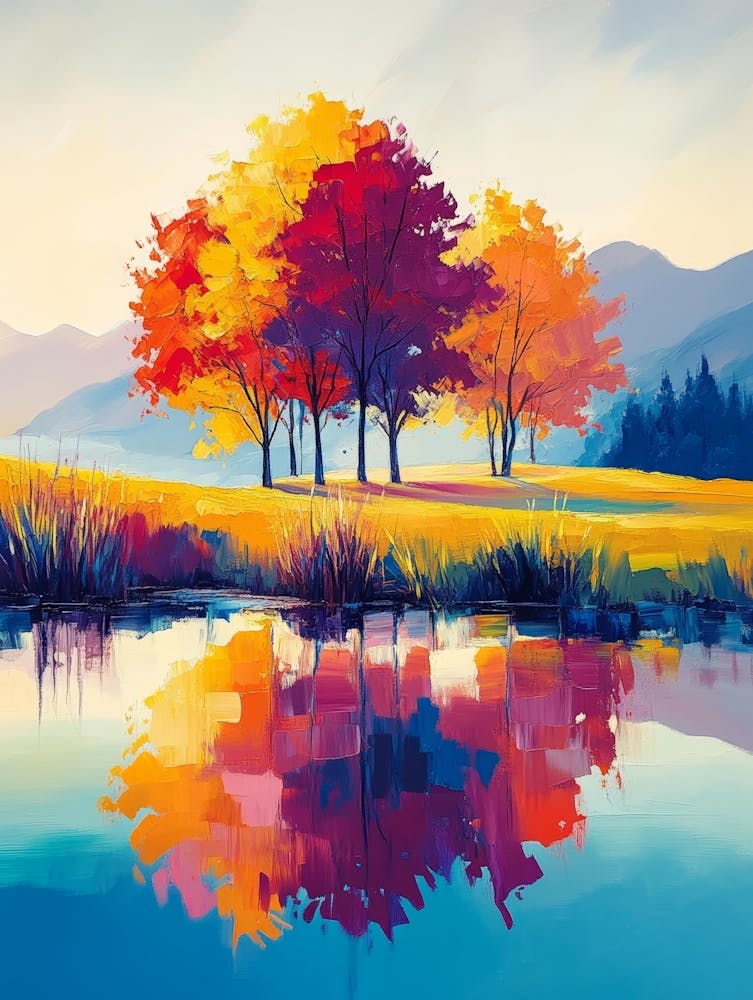 Arbres d'Automne Au Bord du Lac