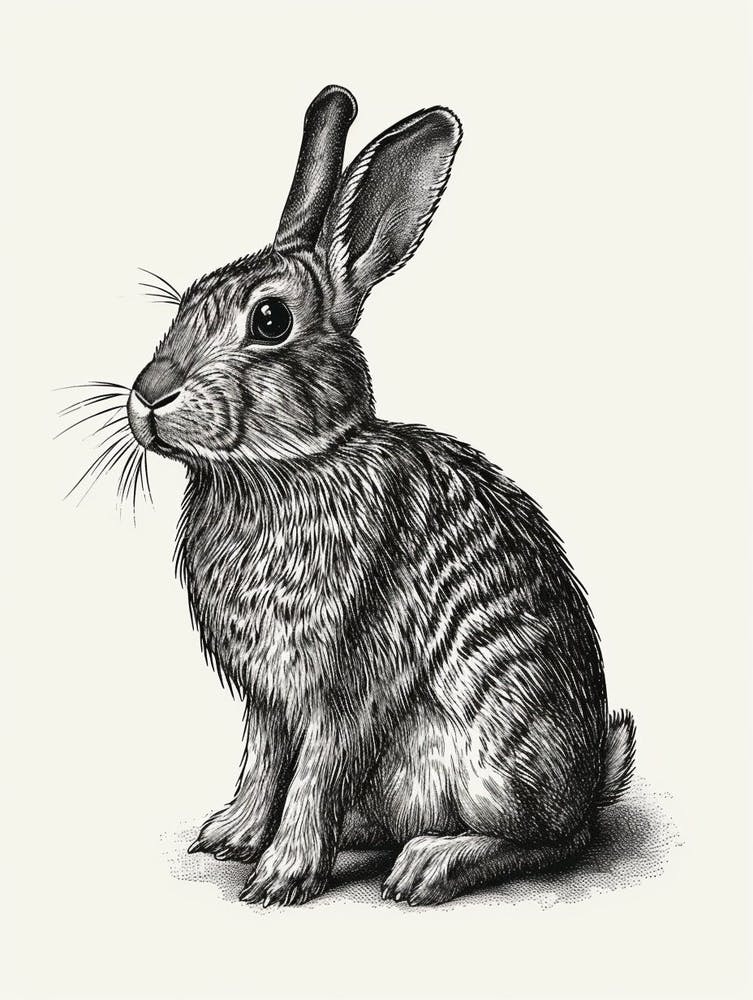 Dutch Blockprint Rabbit Illustration 2