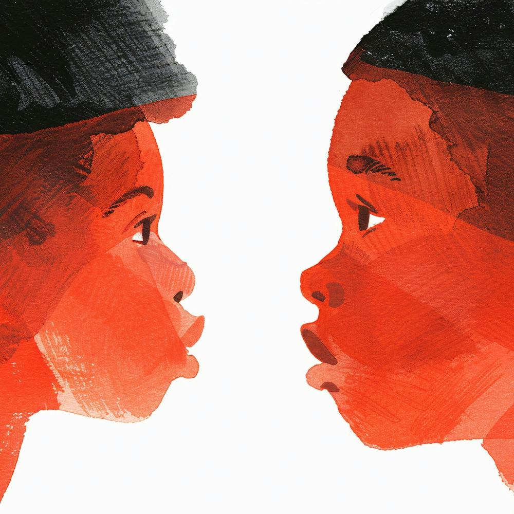 Two Black Children Facing Each Other