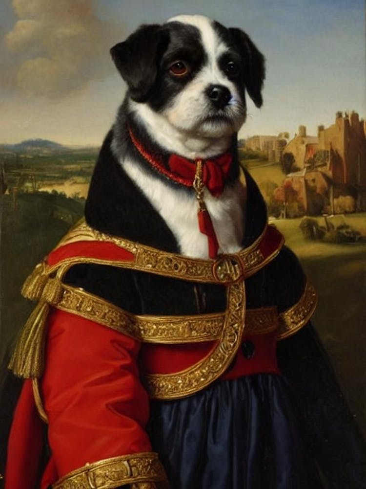 Dandie Dinmont Terrier Renaissance Portrait Oil Painting