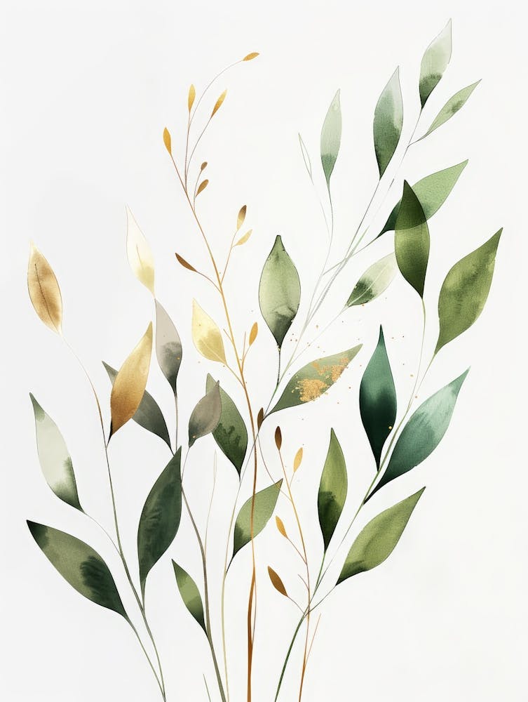 Green Leaves On A White Background 1