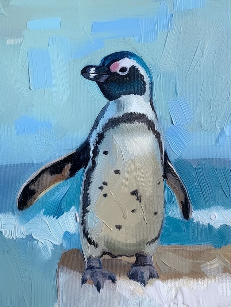 Galapagos Penguin St Kilda Breakwater Colour Block Painting 1