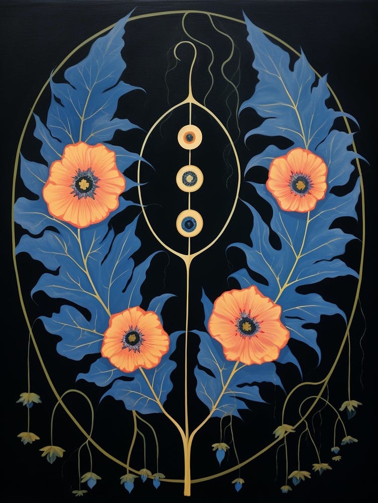 Delphinium 4 Hilma Af Klint Inspired Flower Illustration