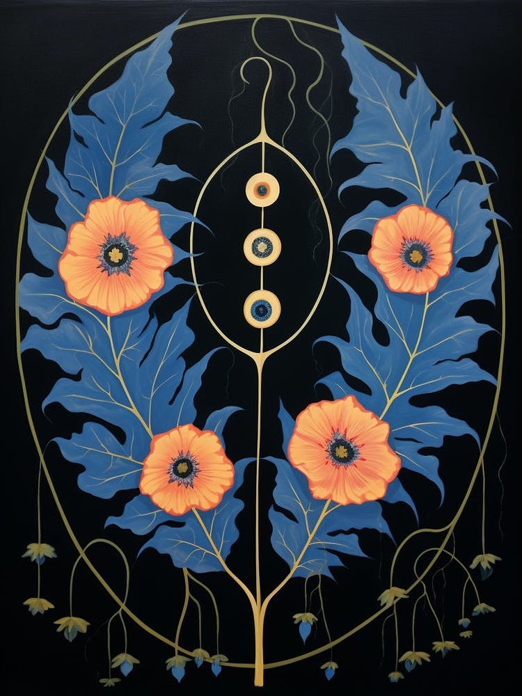 Delphinium 4 Hilma Af Klint Inspired Flower Illustration