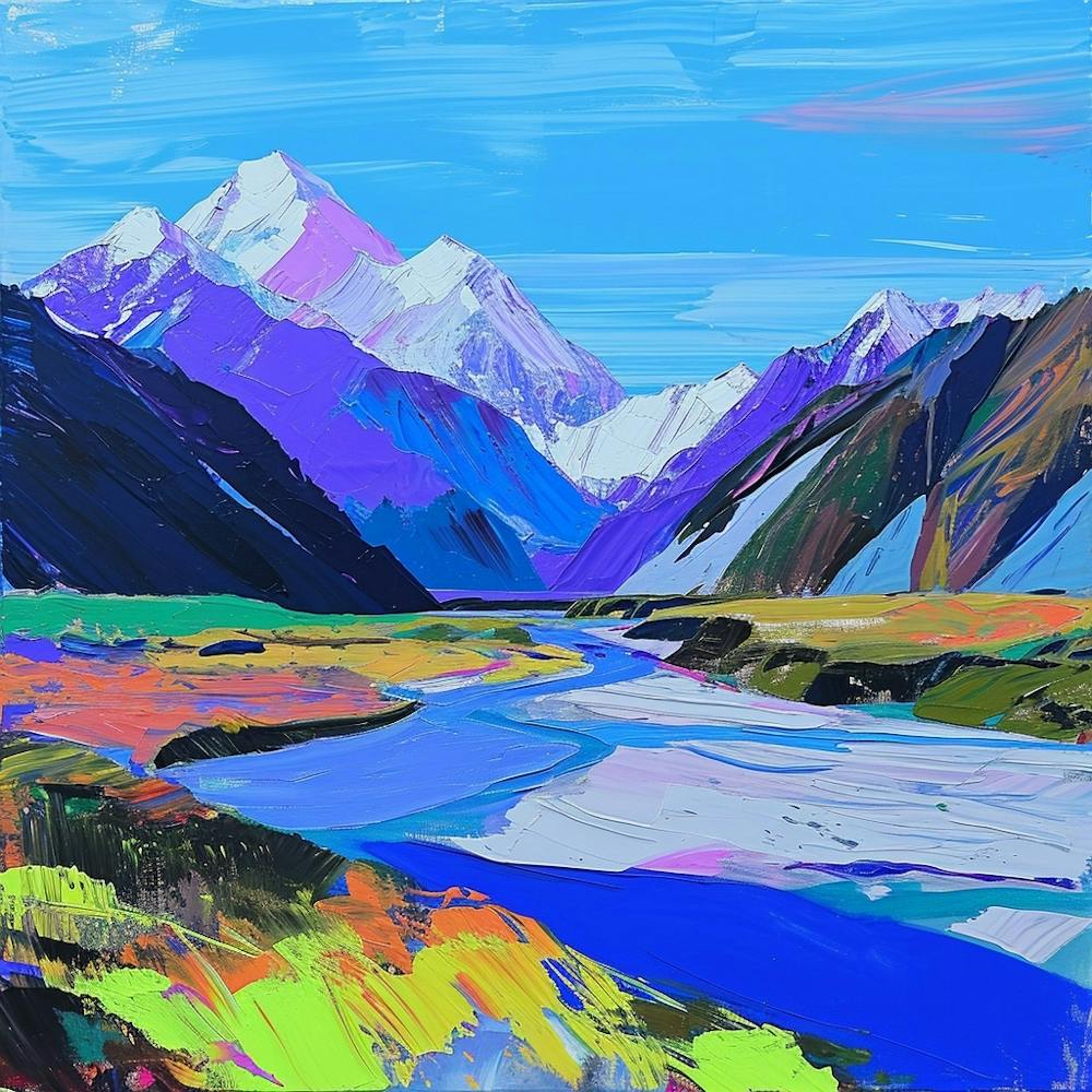 Colourful Abstract Aorak Imount Cook National Park New Zealand 1