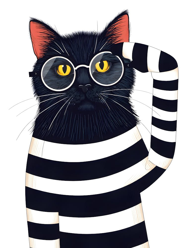 Cat In Striped Shirt