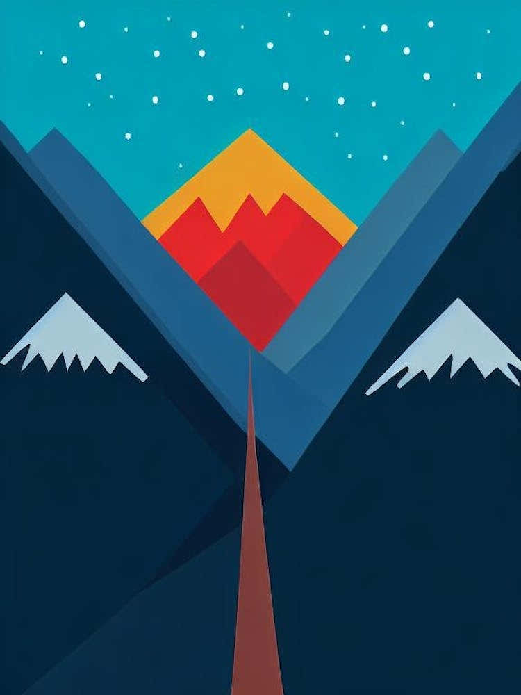 Megève, France Modern Illustration Skiing Poster