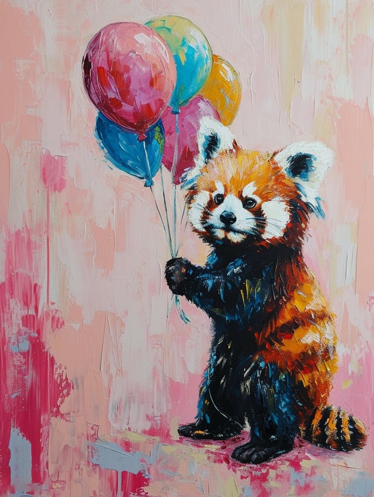 Cute Red Panda 3 With Balloon