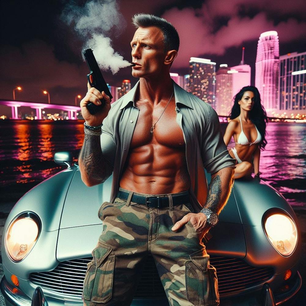 Daniel Craig as James as Bond in Stylish Commando Mode in Miami
