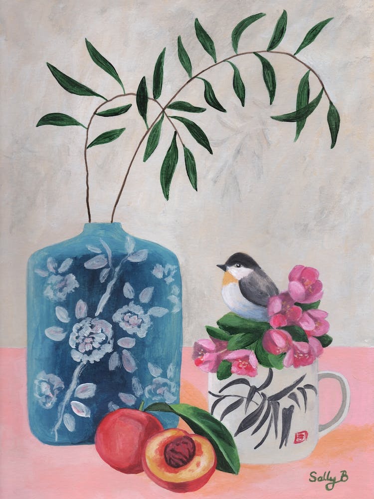 Chinoiserie Peach And Bird