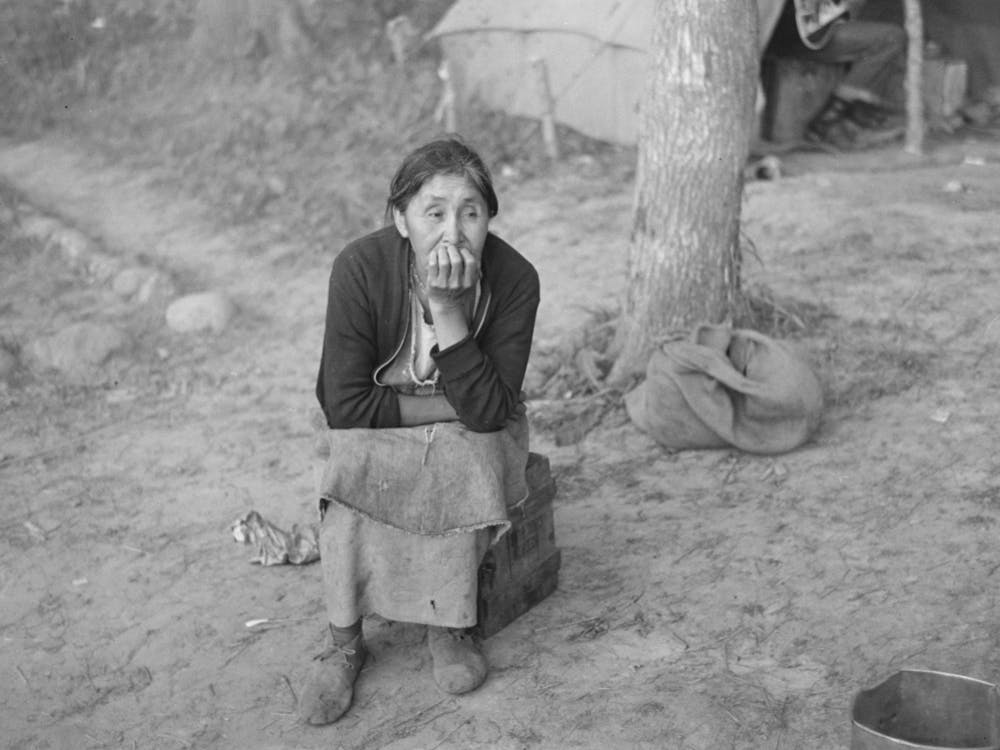 Indian Woman In Camp Near Little Fork, Minnesota By Russell Lee