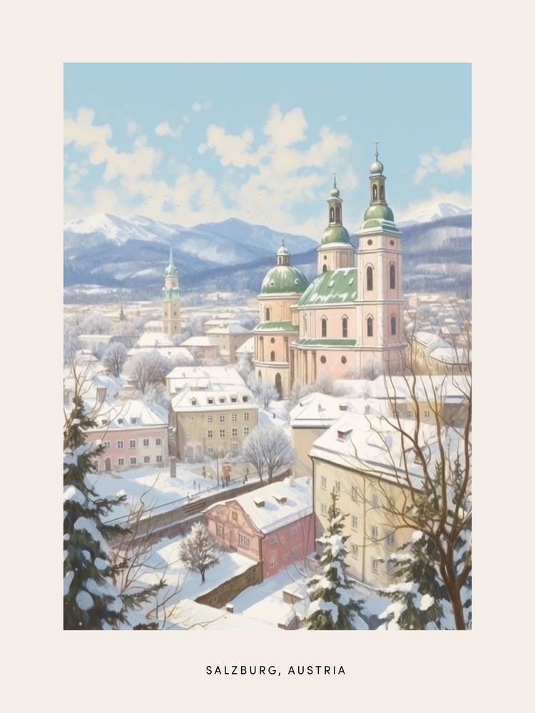 Vintage Winter Poster Salzburg Austria 4