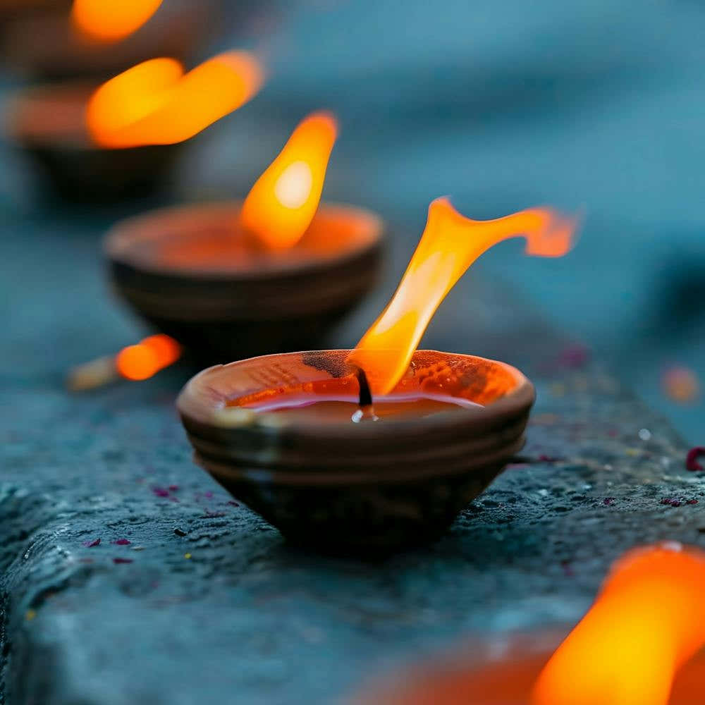 Lit Candles In A Row 1