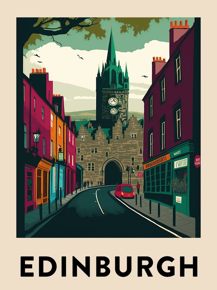 Edinburgh 2 Vintage Travel Poster