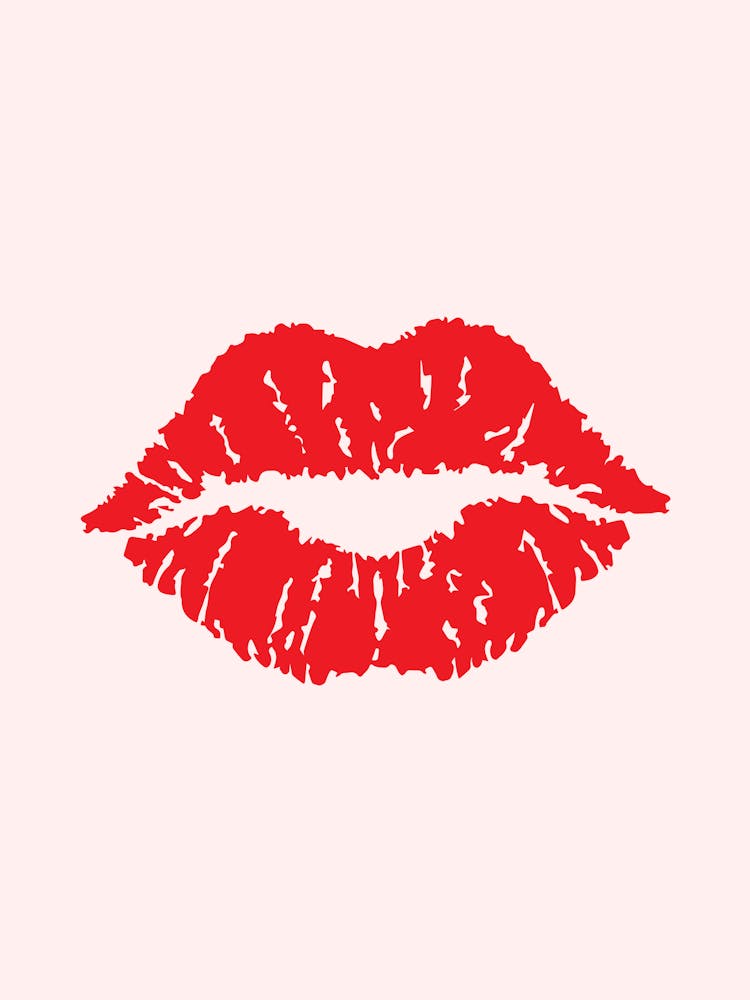 Red Lips On A Pink Background